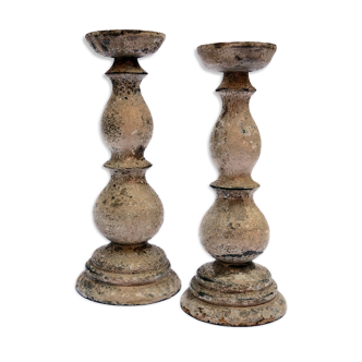 Pair of wooden candlesticks