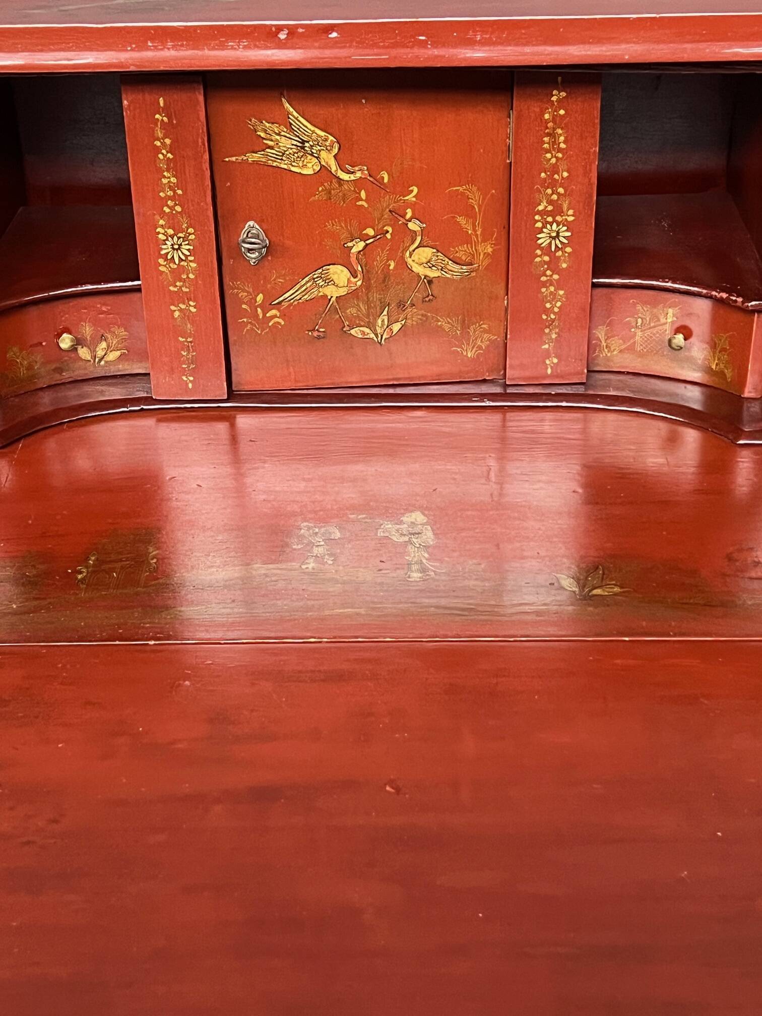 Antique Chinese secretary desk. Hand-painted.