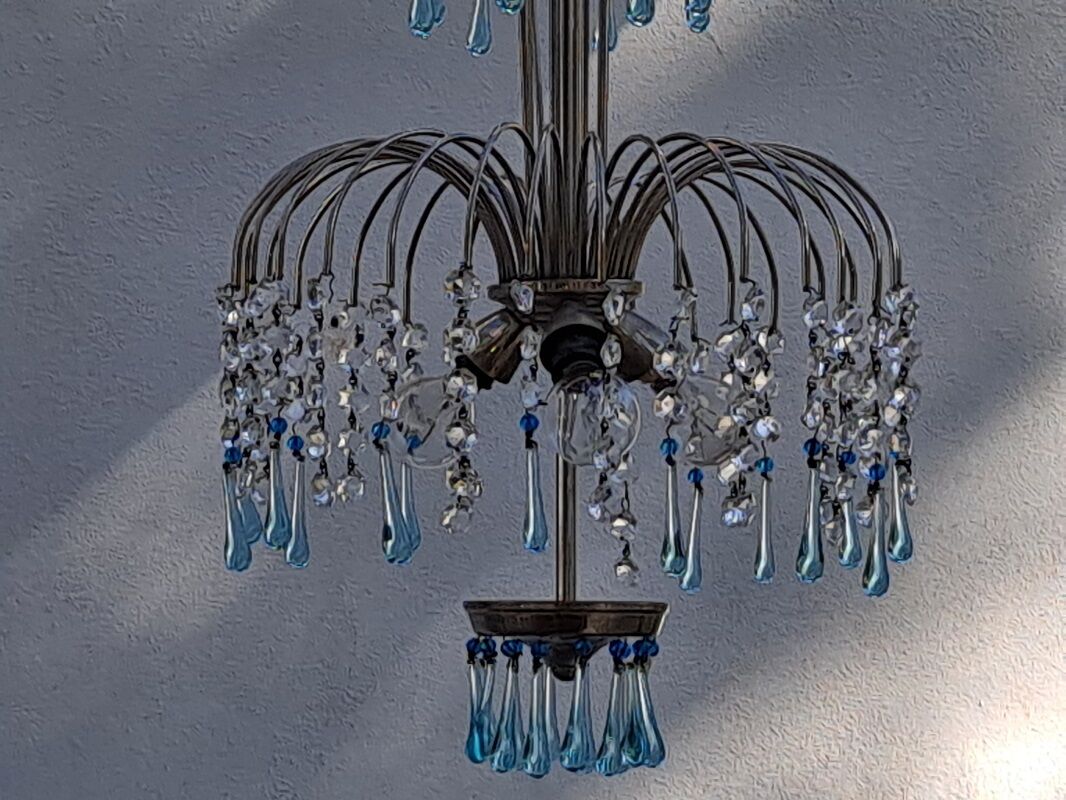 Mid Century Italian Murano Chandelier Blue
