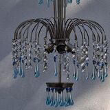 Mid Century Italian Murano Chandelier Blue