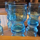4 verres à orangeade bleus – Italie 70’s, fruits en relief