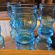 4 blue orangeade glasses – Italy 70’s, embossed fruit