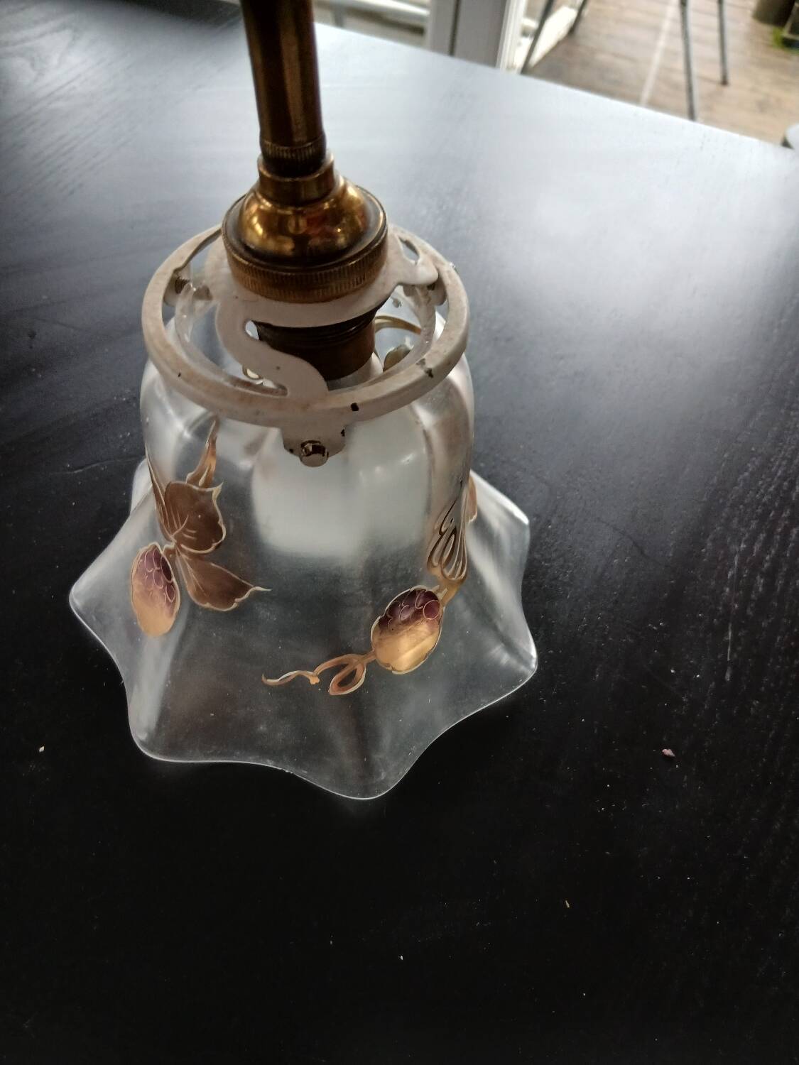 Elbow Wall Lamp Porcelain Tulip Gold with Flowers