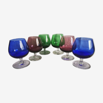 Set de 6 verres colorés vintage