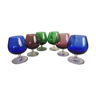 Set of 6 vintage colored glasses