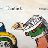 Old illustration Pierrot (puppet) framed