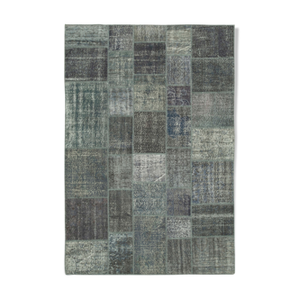 Handwoven Oriental Vintage 205 cm x 303 cm Grey Patchwork Carpet