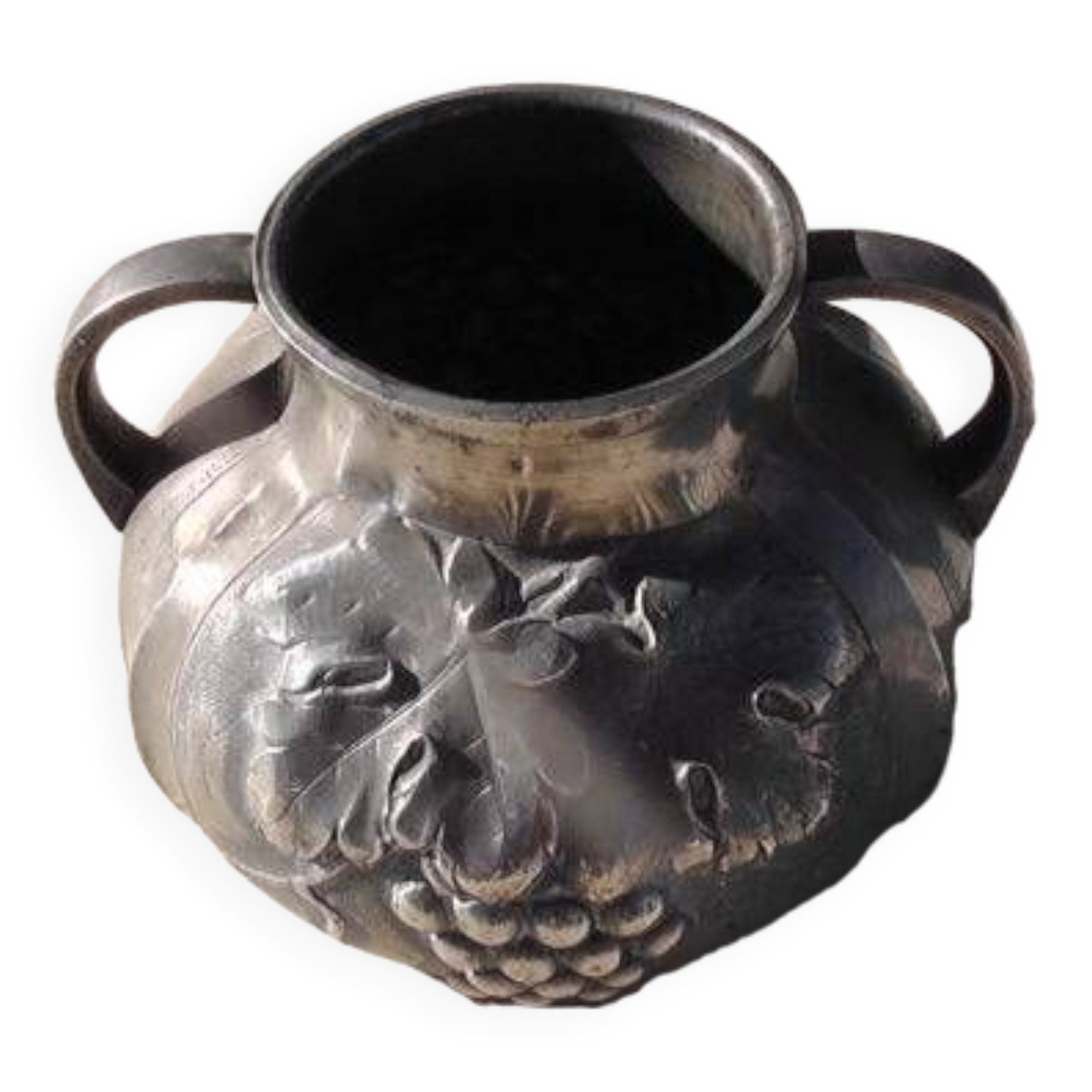 Pewter vase with vine decoration, 1930