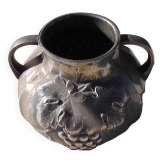 Pewter vase with vine decoration, 1930