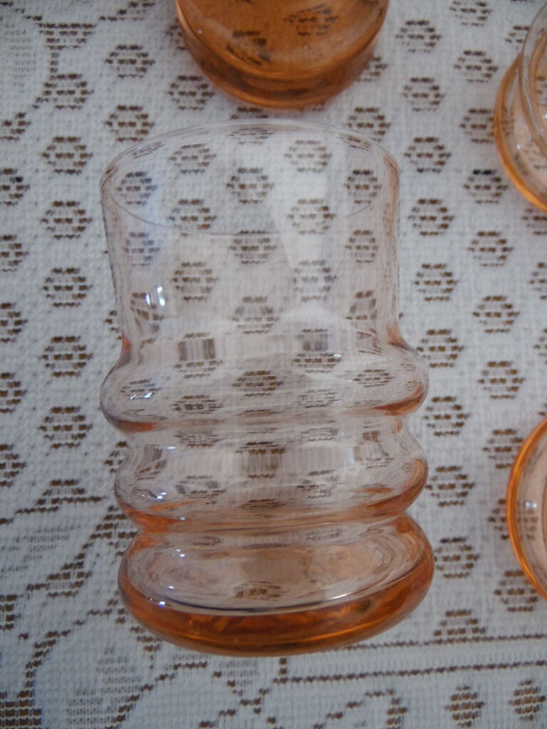 Pink glass liquor service