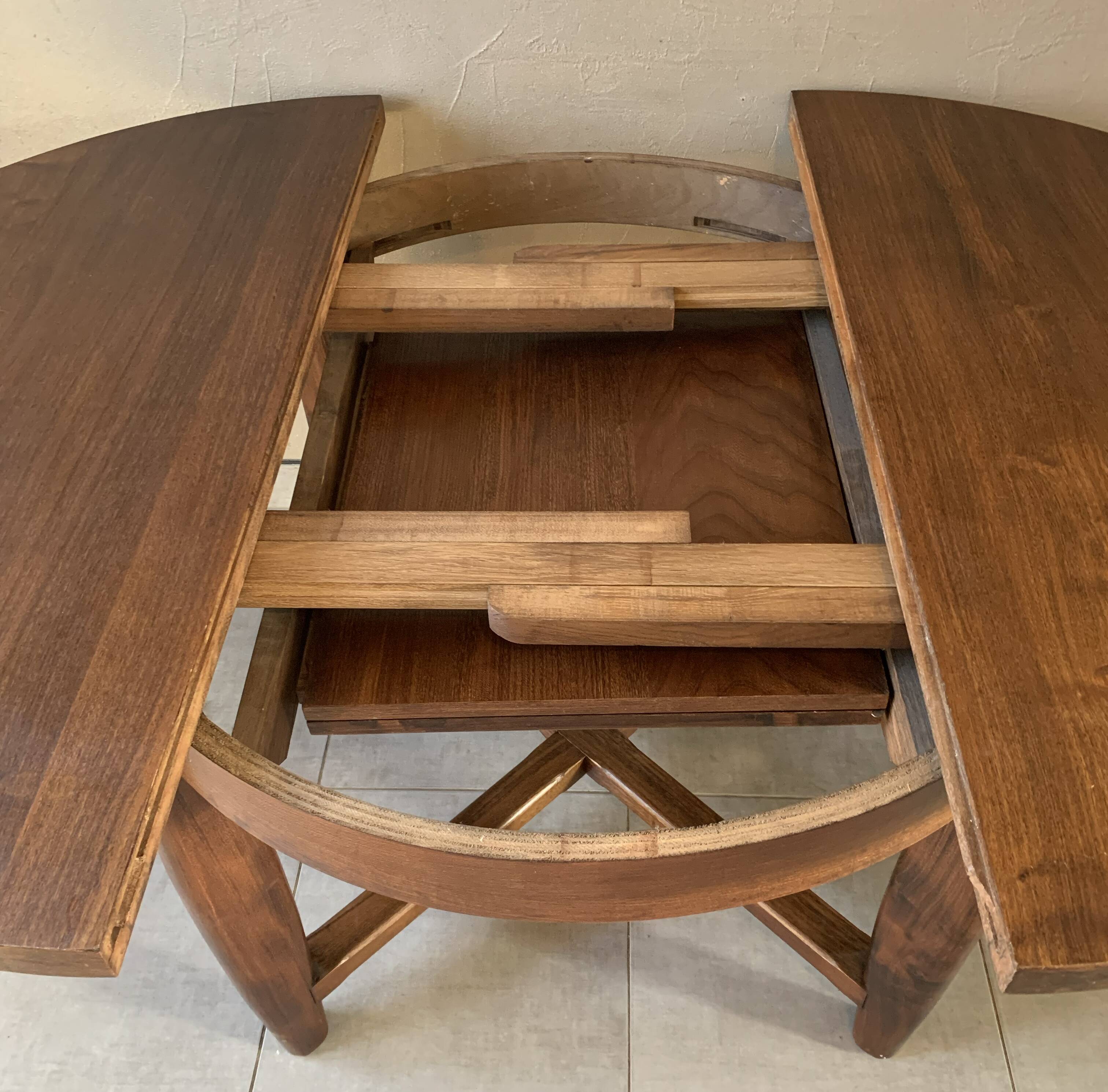 Vintage extendable wooden table from the 50s with independent extension