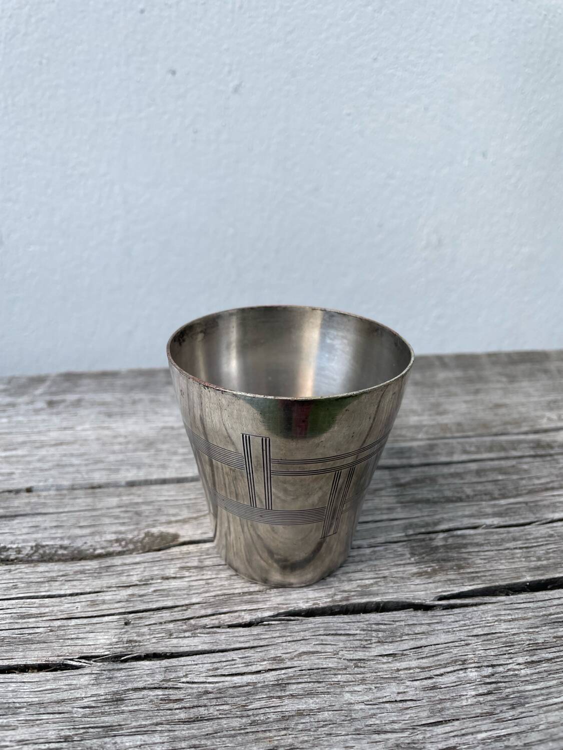 Timbale verre argenté art déco
