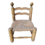 Chaise basse paillée style Charles Dudouyt