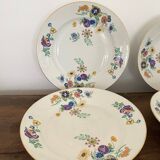 6 vintage plates in white Limoges porcelain signed TLB, flowers