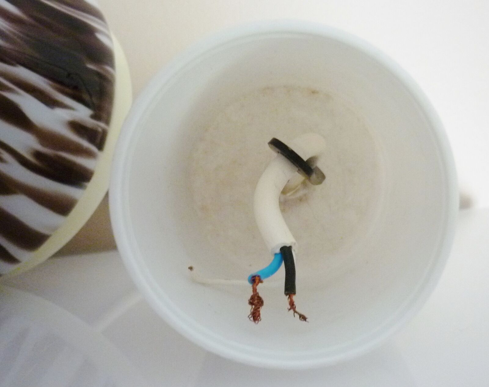 Pendant light in white opal glass with black speckles, 1960s/1970s