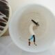 Pendant light in white opal glass with black speckles, 1960s/1970s