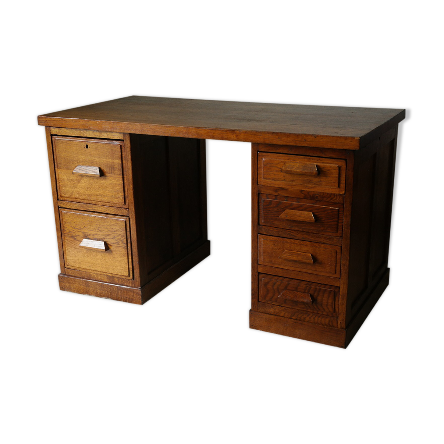 Bureau caisson d'atelier vintage en chêne