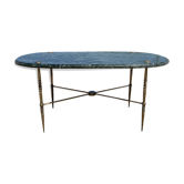Table basse ovale en marbre vert veiné