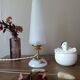 upcycled table lamp | white glass, vintage charm
