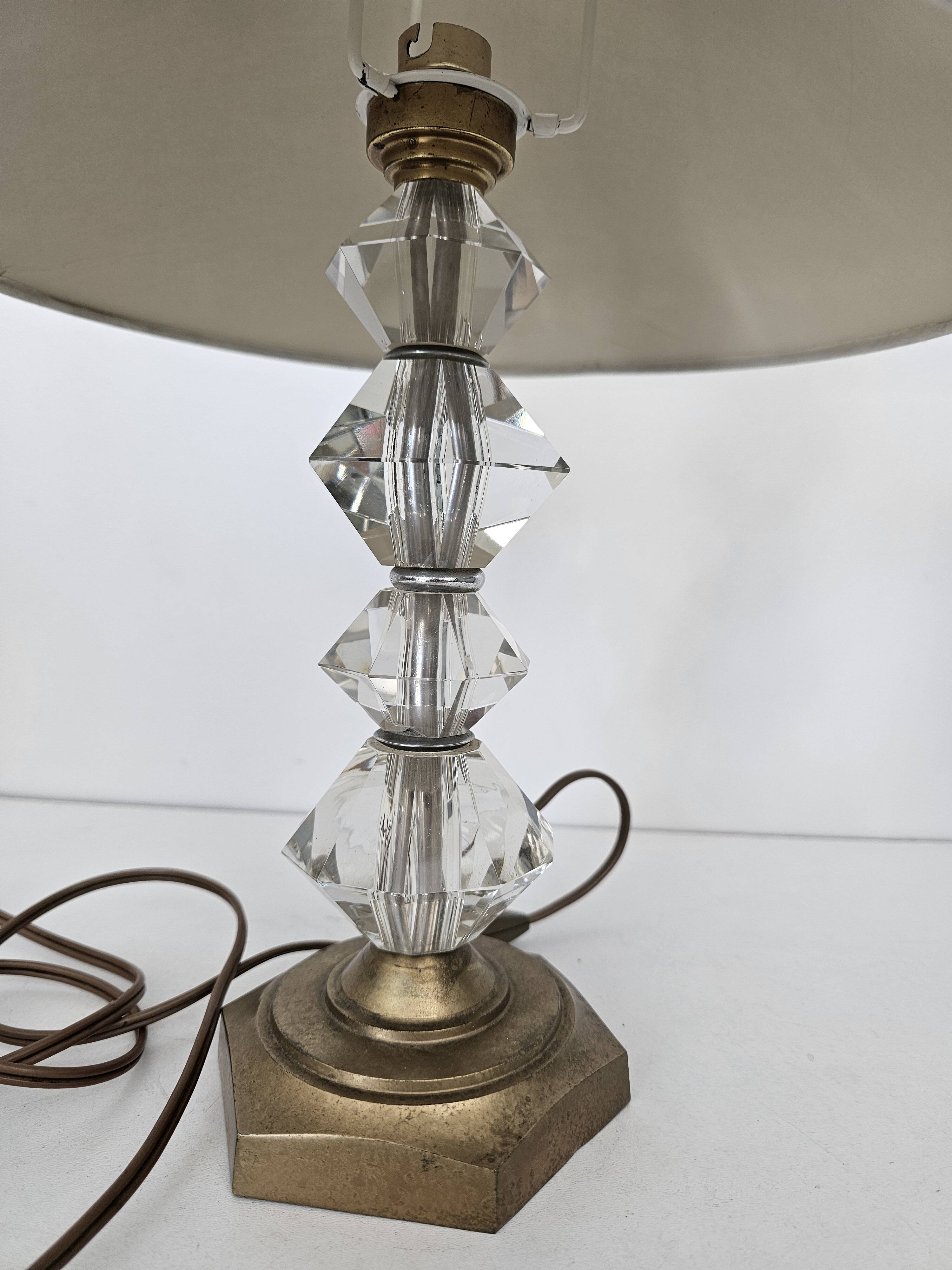 Art Deco Table Lamp - Brass Base Glass