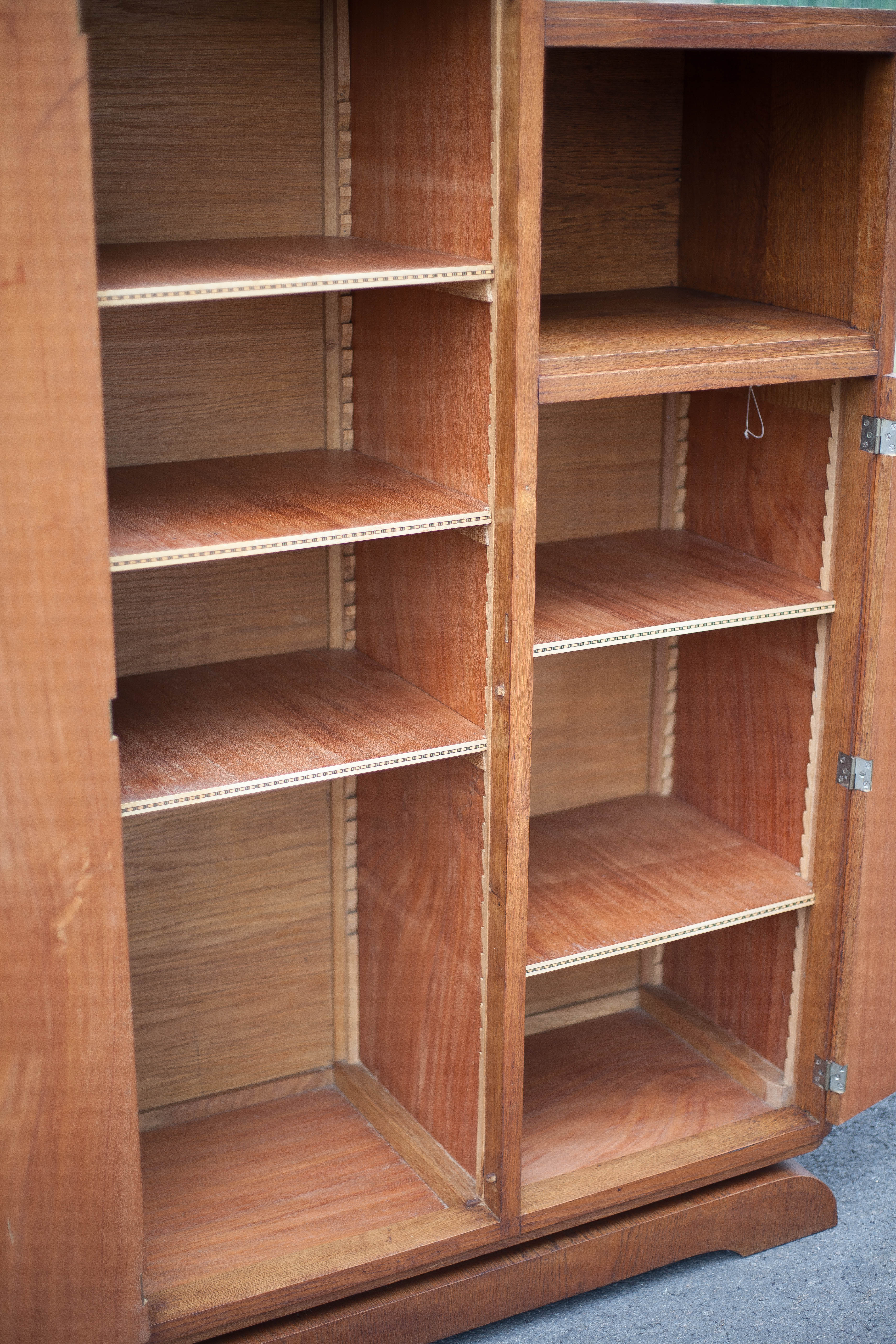 Art Deco cabinet, asymmetrical art deco cabinet, wood cabinet 40s