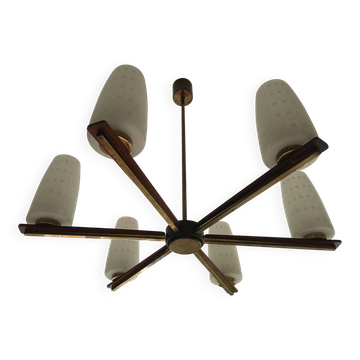 Lustre with 6 branches and tulips from the 1950s.