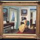 Large Original Swedish Oil on Canvas – “Interior with Reading Woman” by V. Hansen – Signed – Vintage & Framed