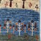 Gabbeh-Style Hand-Knotted Wool Rug with Abstract Landscape – 238×175 cm