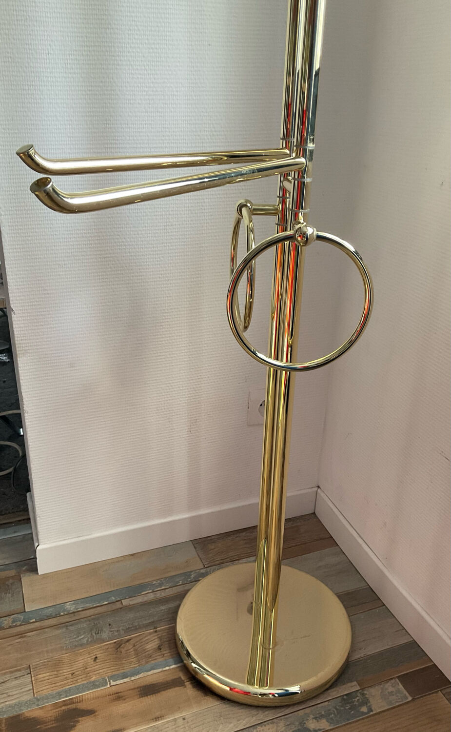 Italian towel rack in gilded metal from the 70s