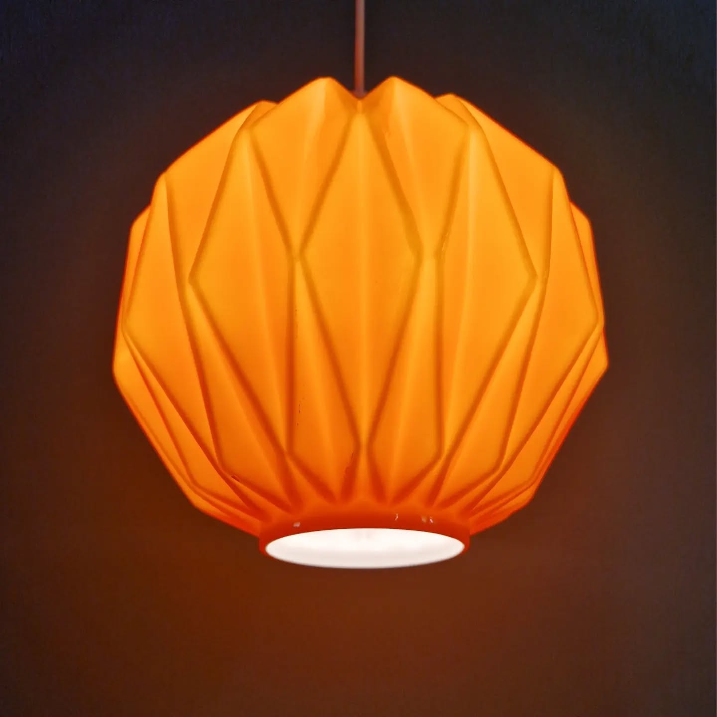 Vintage suspension in orange opaline, 1970