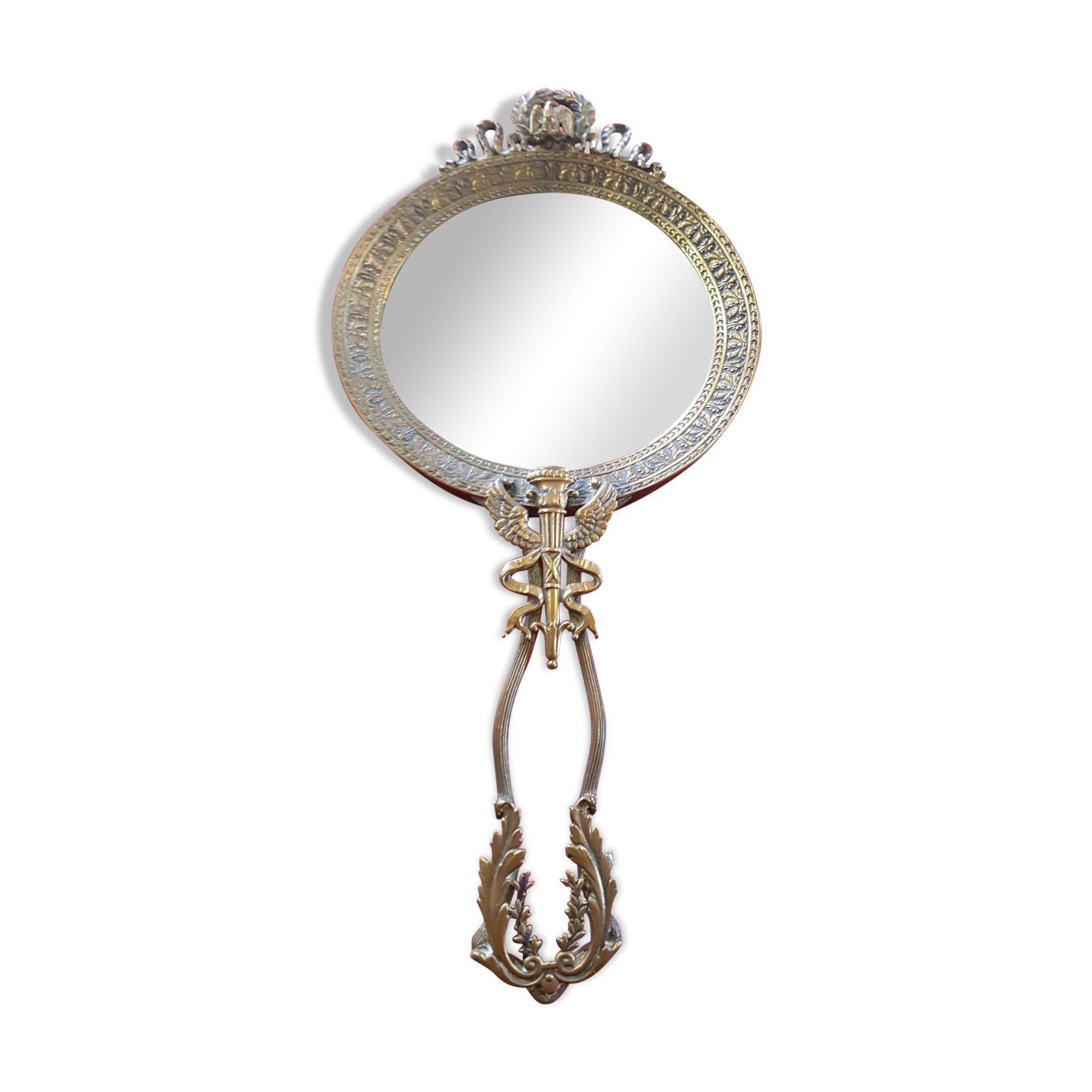 Miroir ancien face à main - 12cm