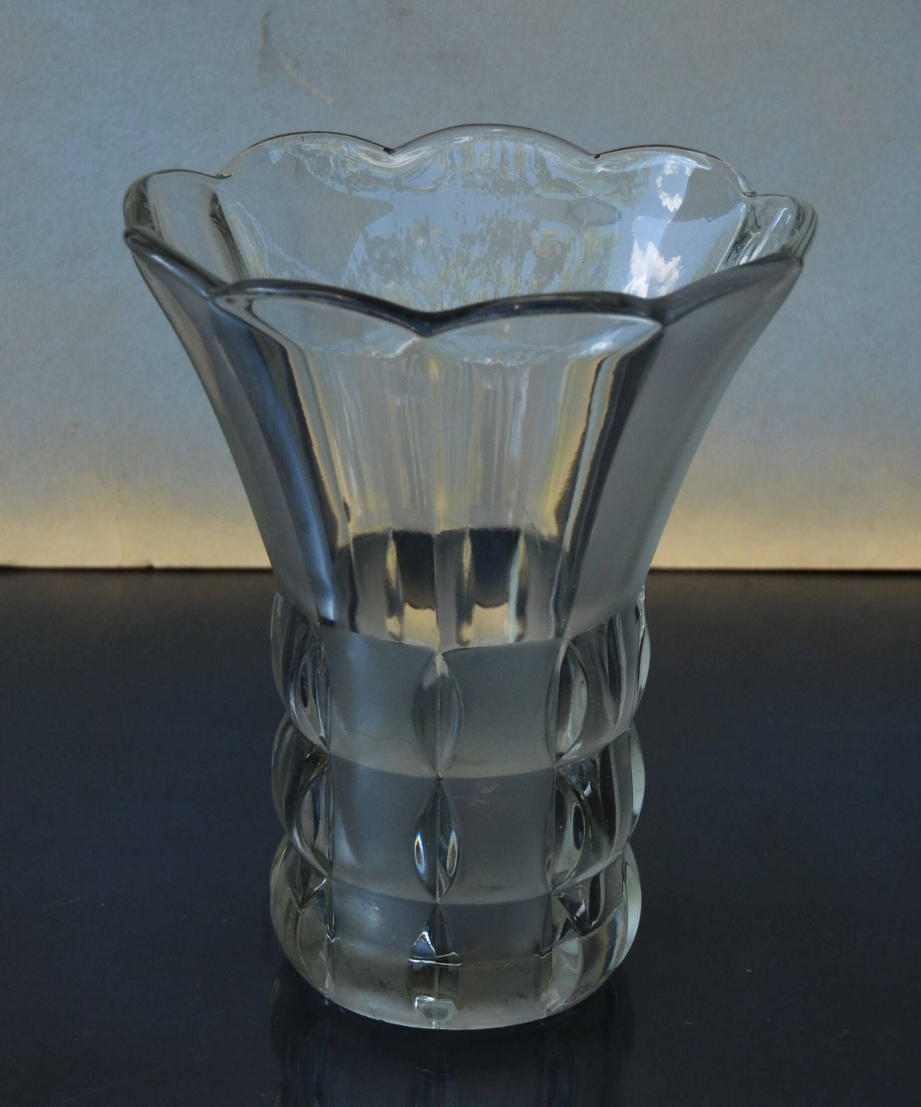 Art Deco Made in Czehoslovakia  Satin and Clear Glass - 22 cm tall