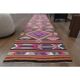1970s Vintage Turkish Oushak Handmade Wool Cotton Pink Runner Rug 76x375