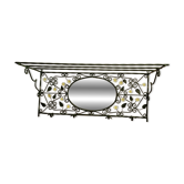 Porte-manteau mural en métal avec miroir et pâquerettes, fin années 50