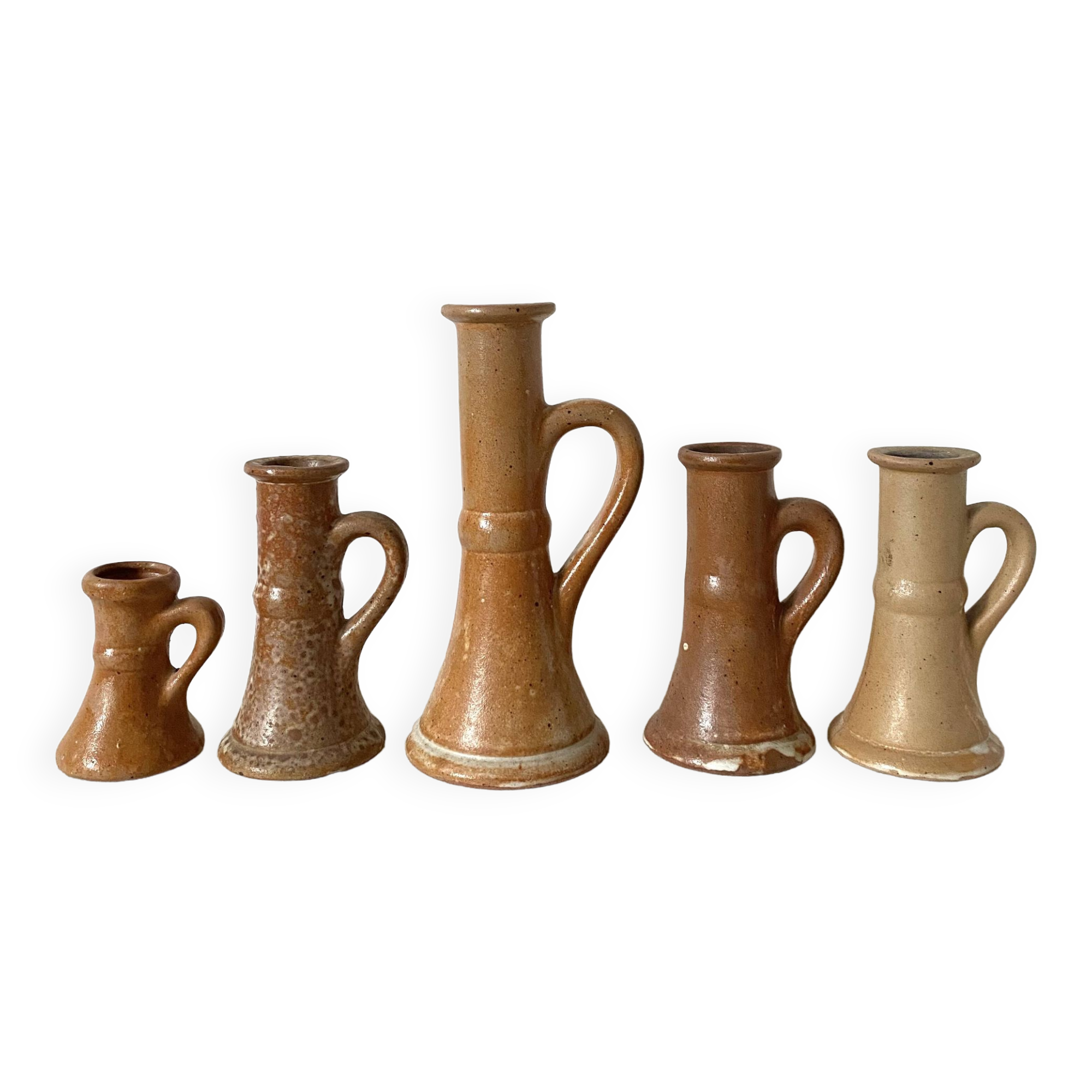 Stoneware candle holders x5