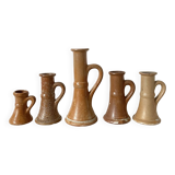 Stoneware candle holders x5