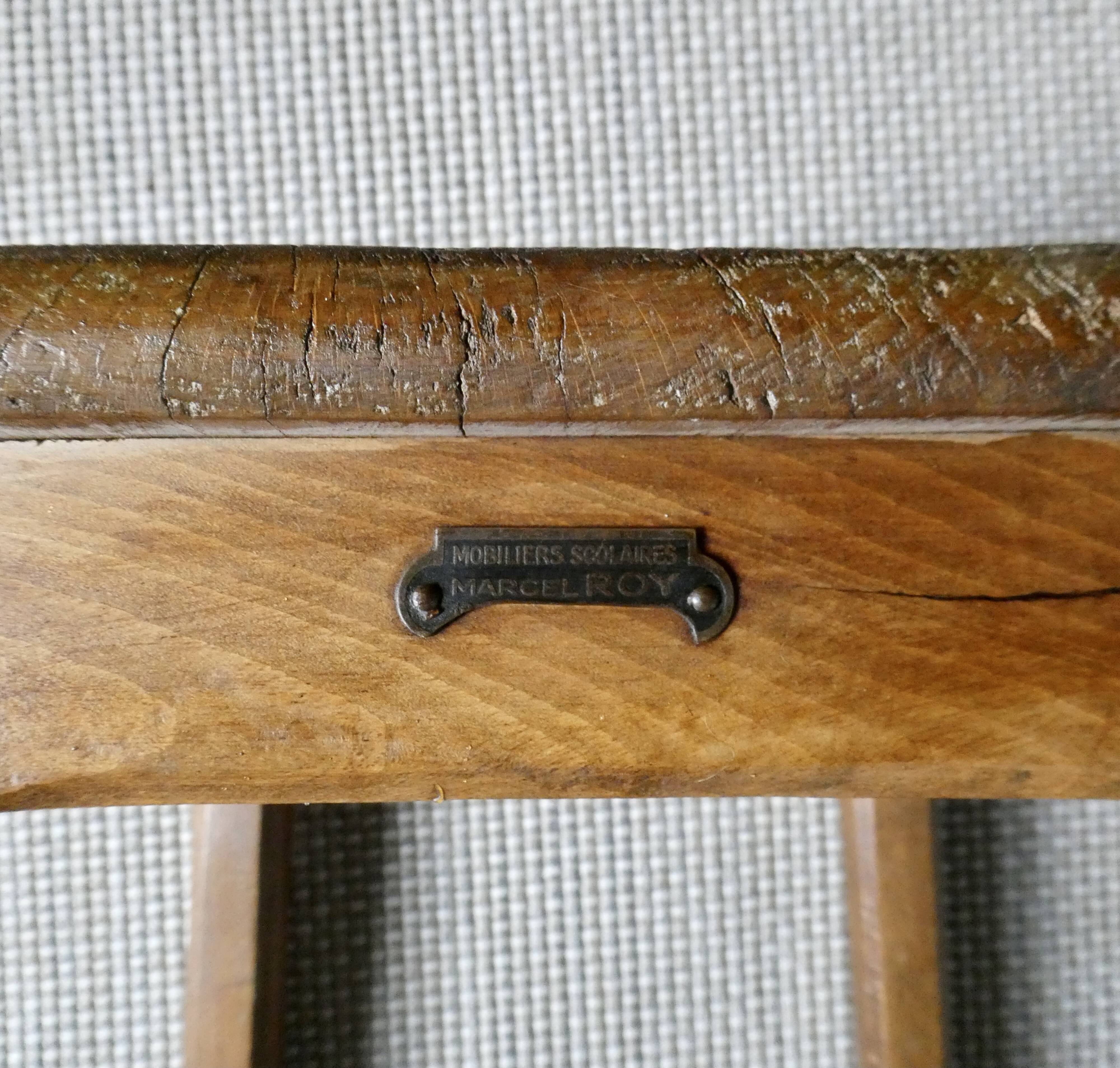 Wooden school stool, Marcel Roy Paris school furniture