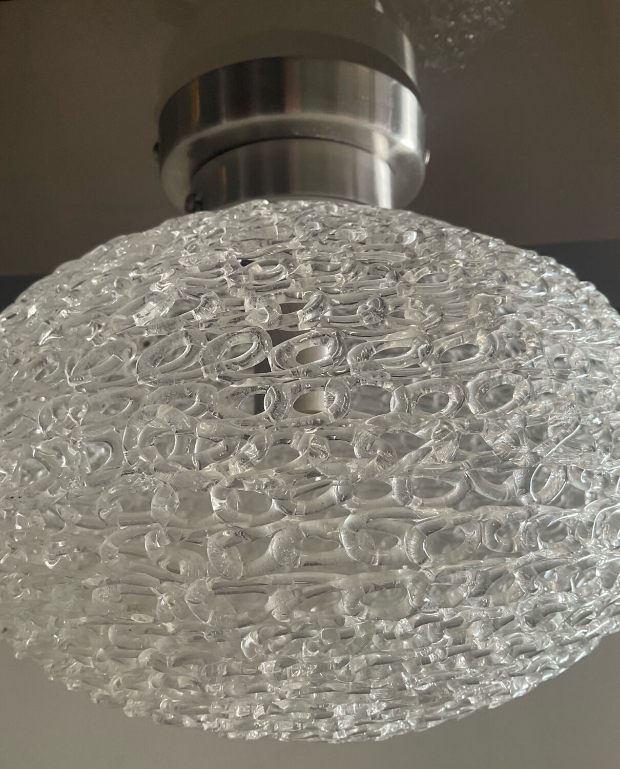 Plafonnier vintage en fils de Plexiglas entrelacés