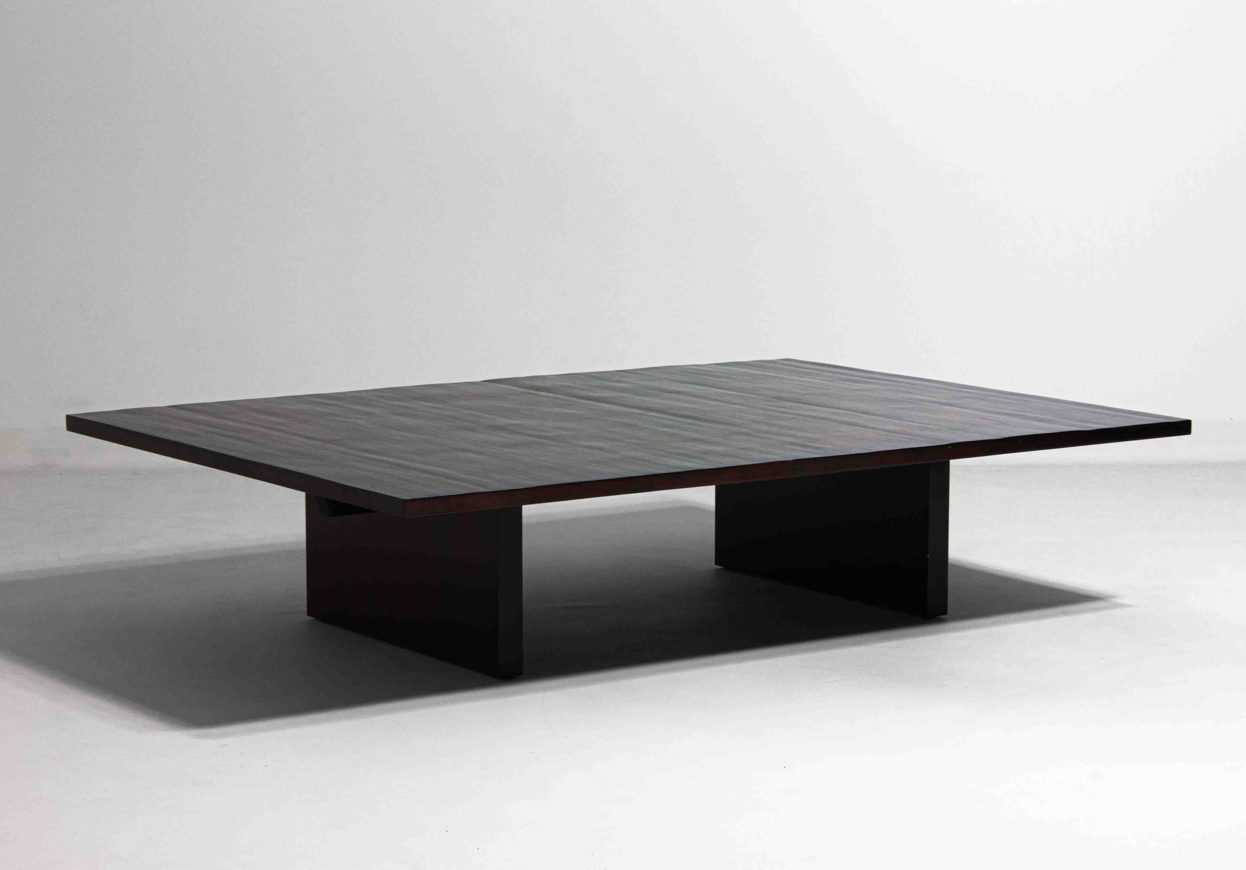 Large bamboo & wengé coffee table by Axel Vervoordt, 1980s