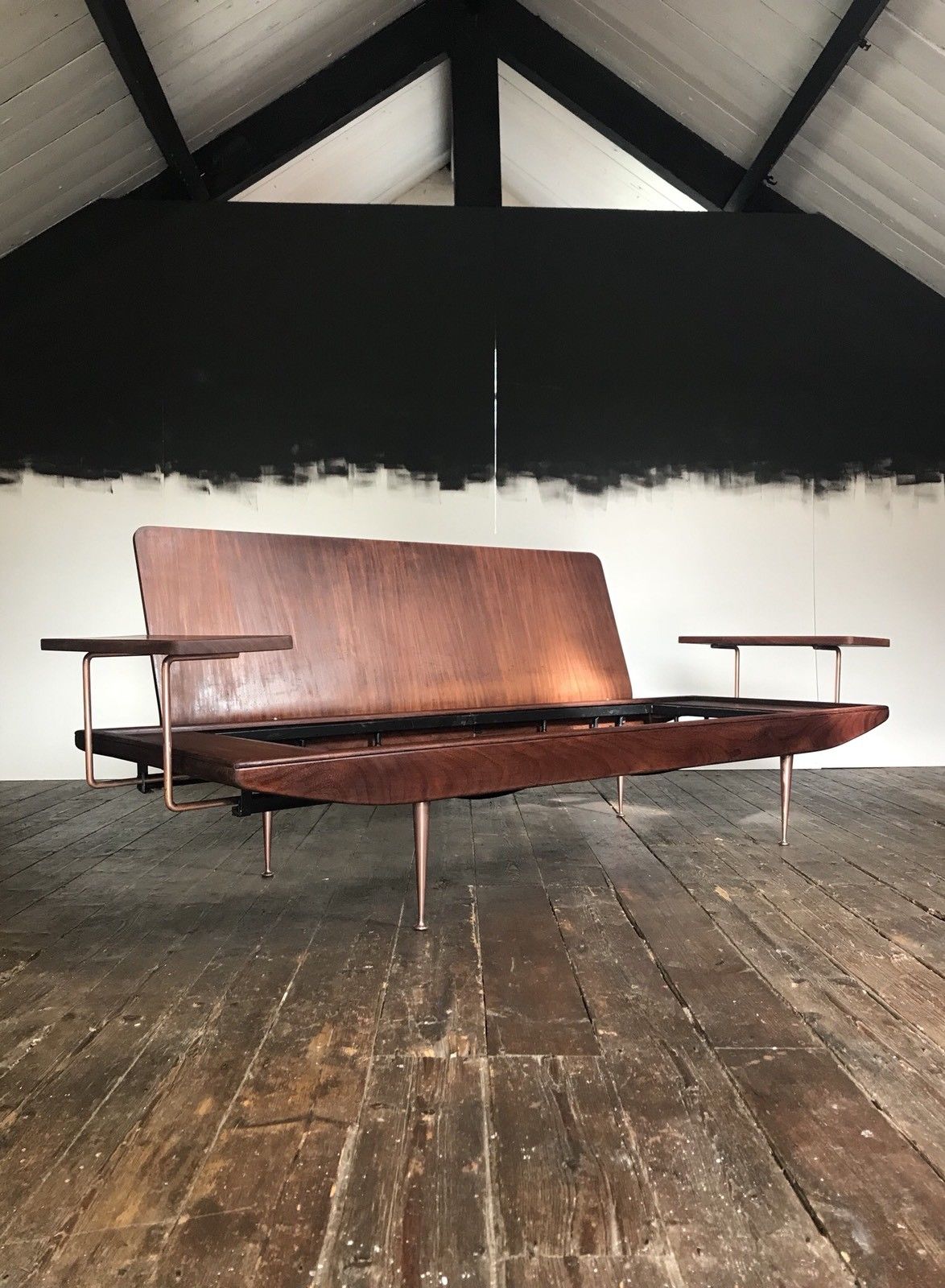 Sofa Walnut copper Wentworth Toothill years 50/60