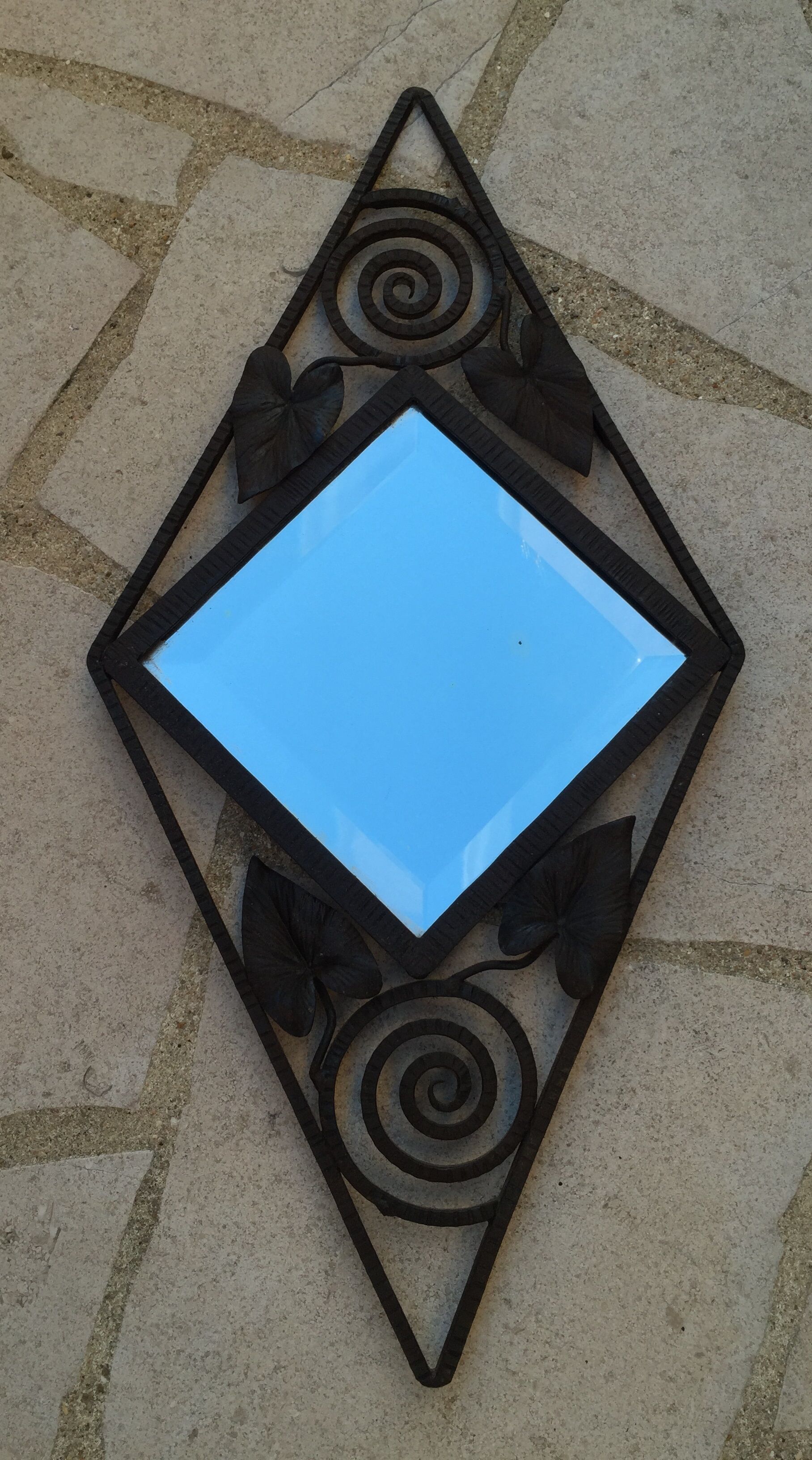 Diamond art nouveau mirror, 23x47cm