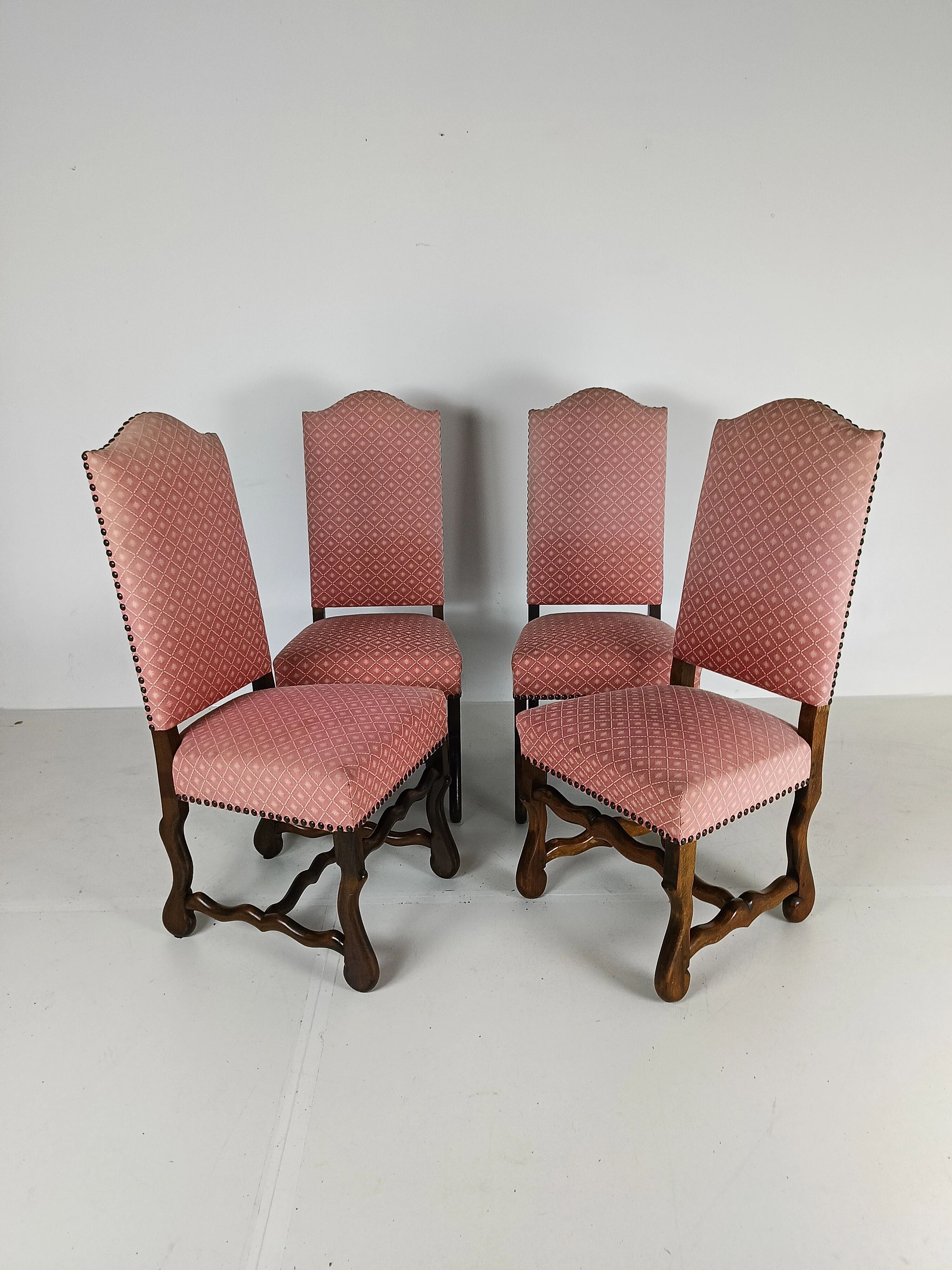 Beech Os De Mouton tapestry chairs (set of 4)