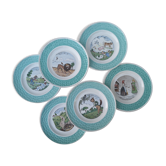 Old dessert plates, talking theme Fables de la Fontaine