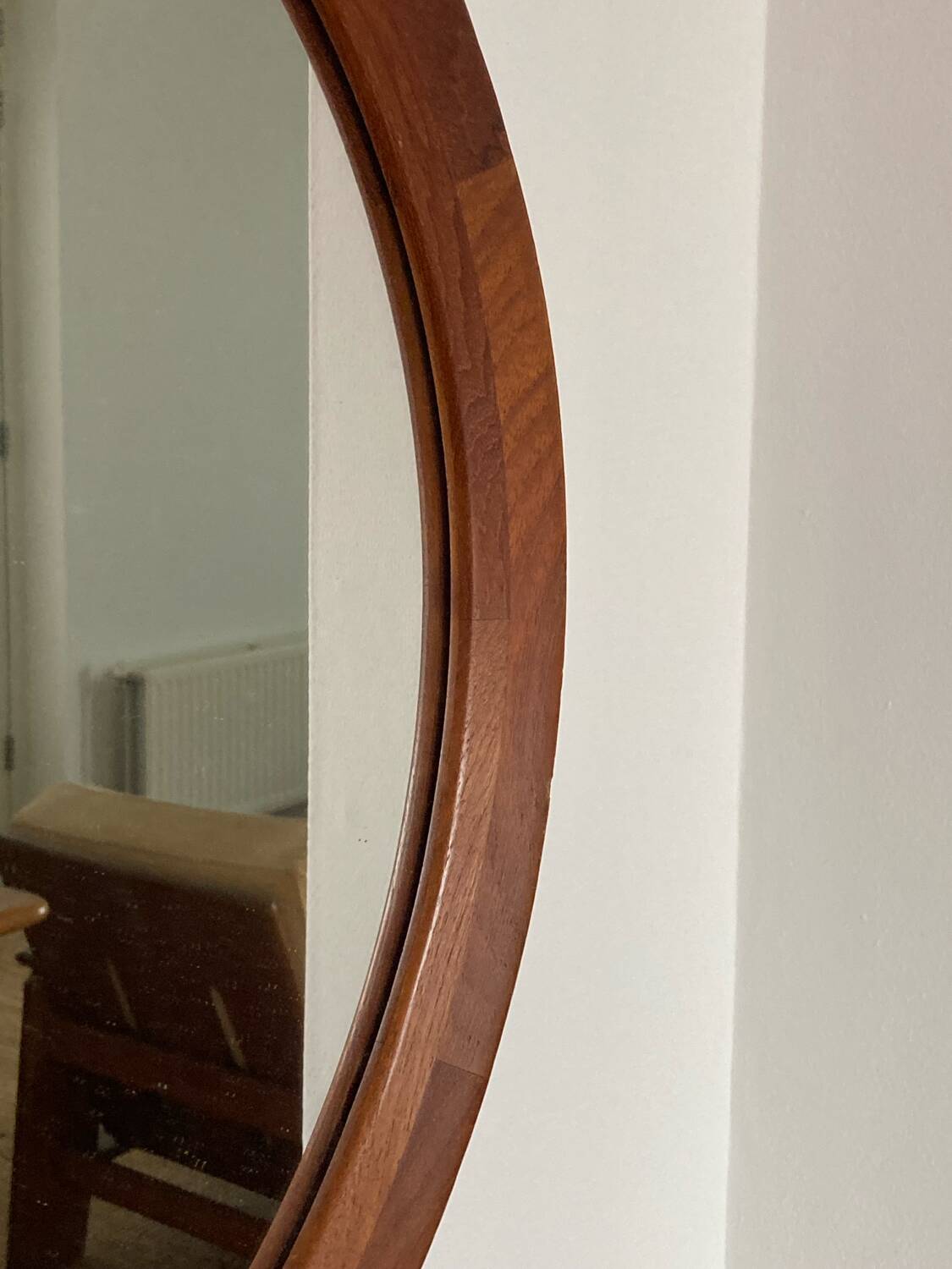 Danish Teak wood Round Mirror. 1960s