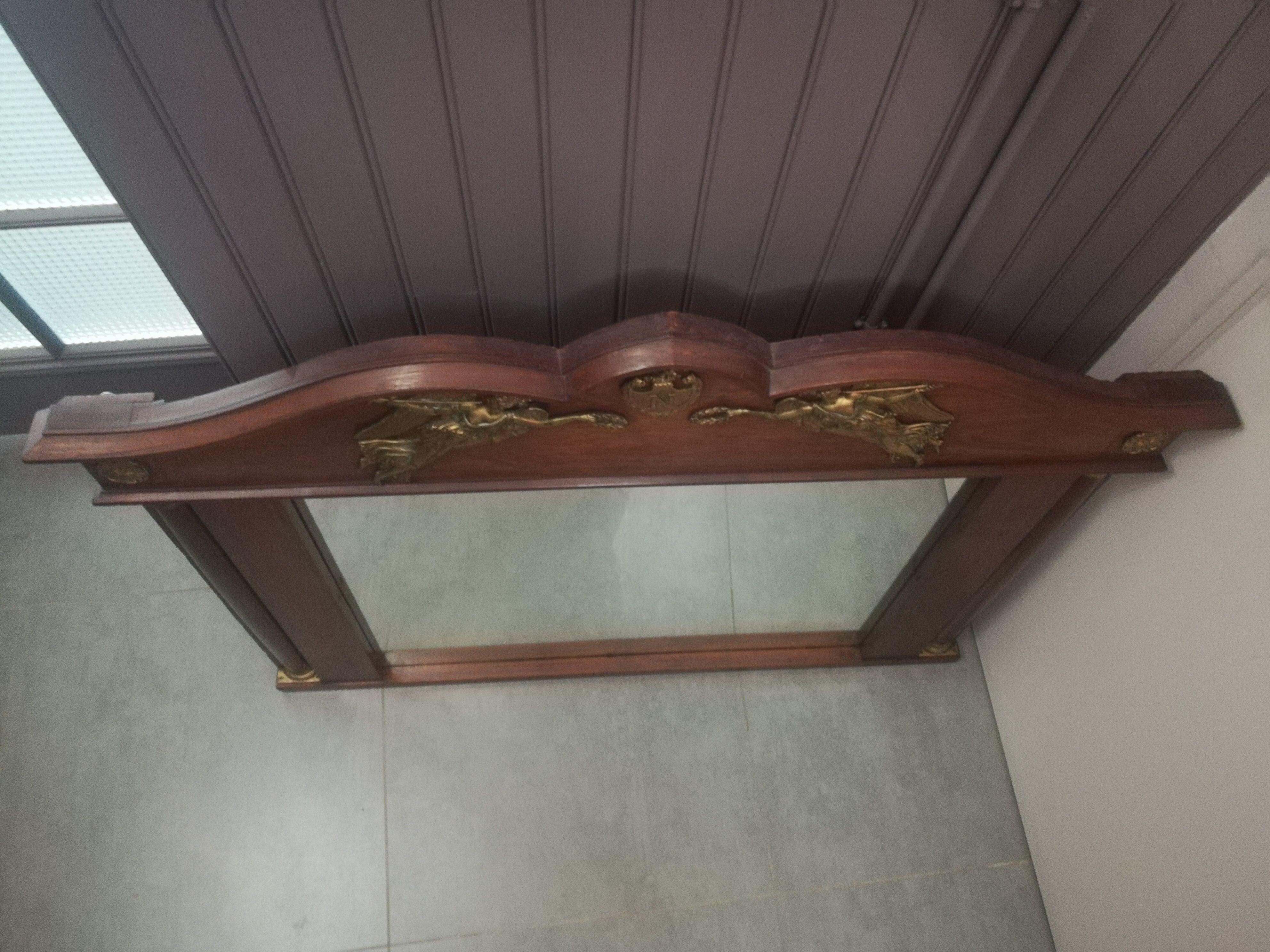Empire mirror in mahogany and gilded bronze 120x97cm