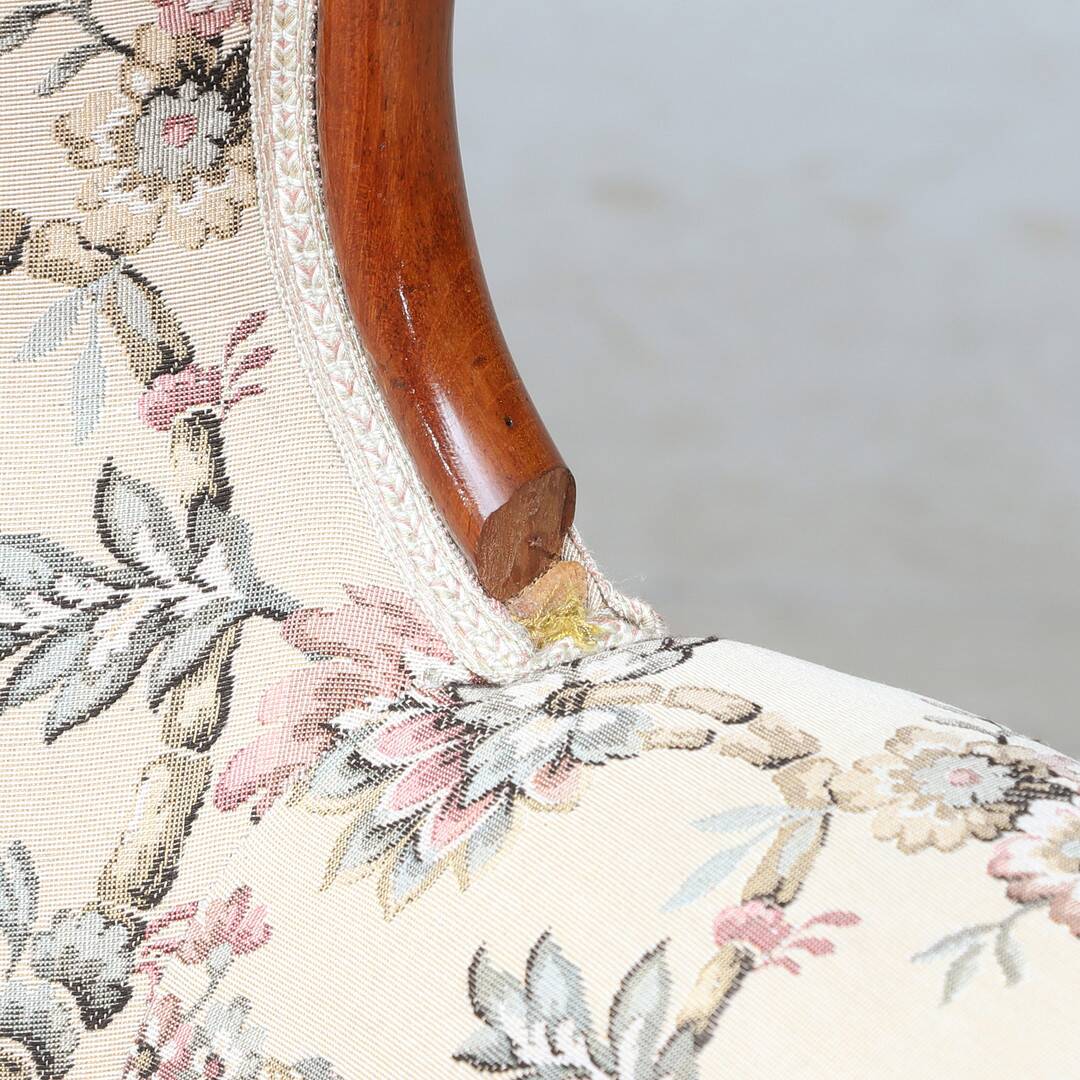 Sofa néo-rococo en acajou — Tissu d'ameublement — Élégance de style salon — 18ème