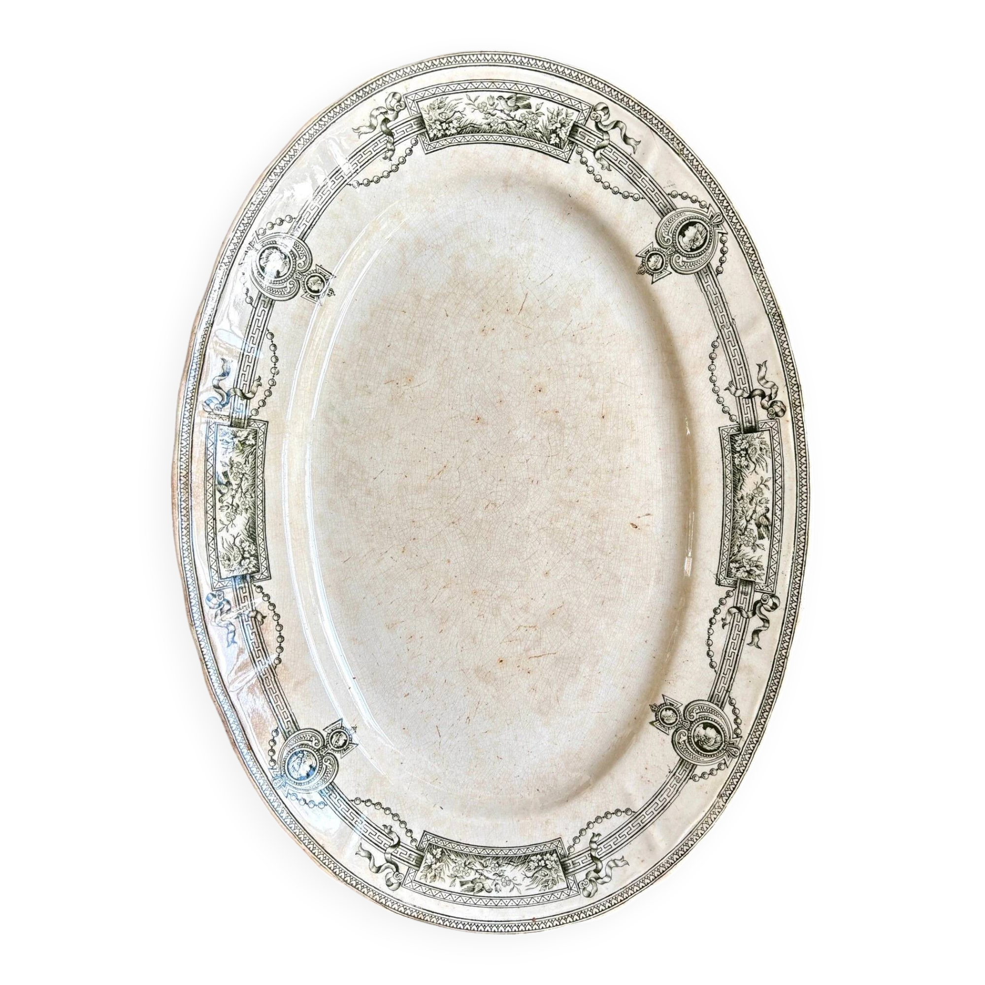 Oval ironstone dish from St Amand and Hamage, "Medallion" service
