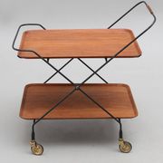 Scandinavian trolley trolley on wheels in metal and wood