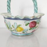Pocket tray in the shape of a basket in italian ceramic