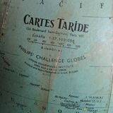 Old terrestrial globe world map Taride metal feet